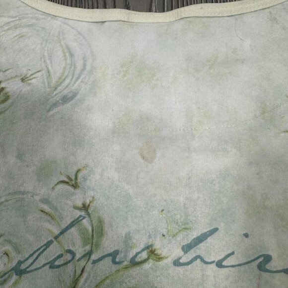 Studio Collection Pastel Green Y2K 3/4 Sleeve Rhinestone Shirt Women’s Size L - Picture 5 of 7